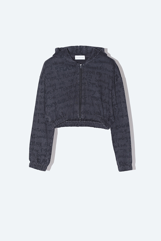 Inked Out Cropped Zip Up Hoodie 