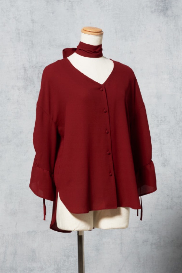 BOW TIE BLOUSE / BURGUNDY