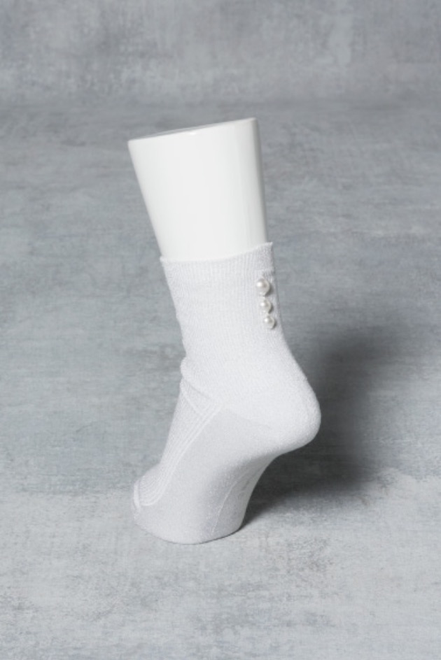 ONE POINT SOCKS - PEARL / WHITE