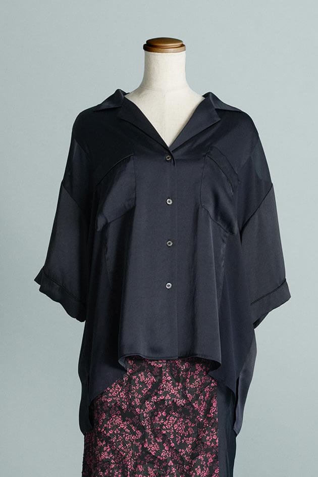 SHEER COMBI SHIRT BLOUSE