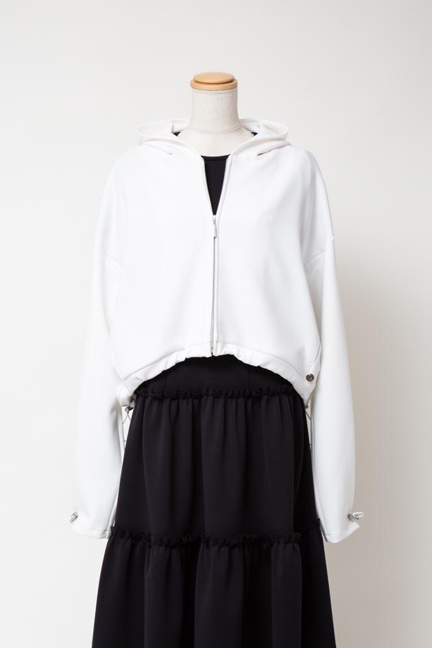 Smooth Stretch Short Hoodie / White