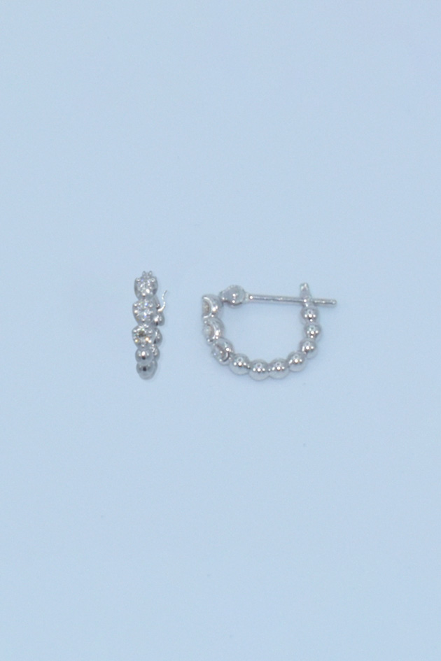 Three Dots Diamond Hoop pierce(Silver)