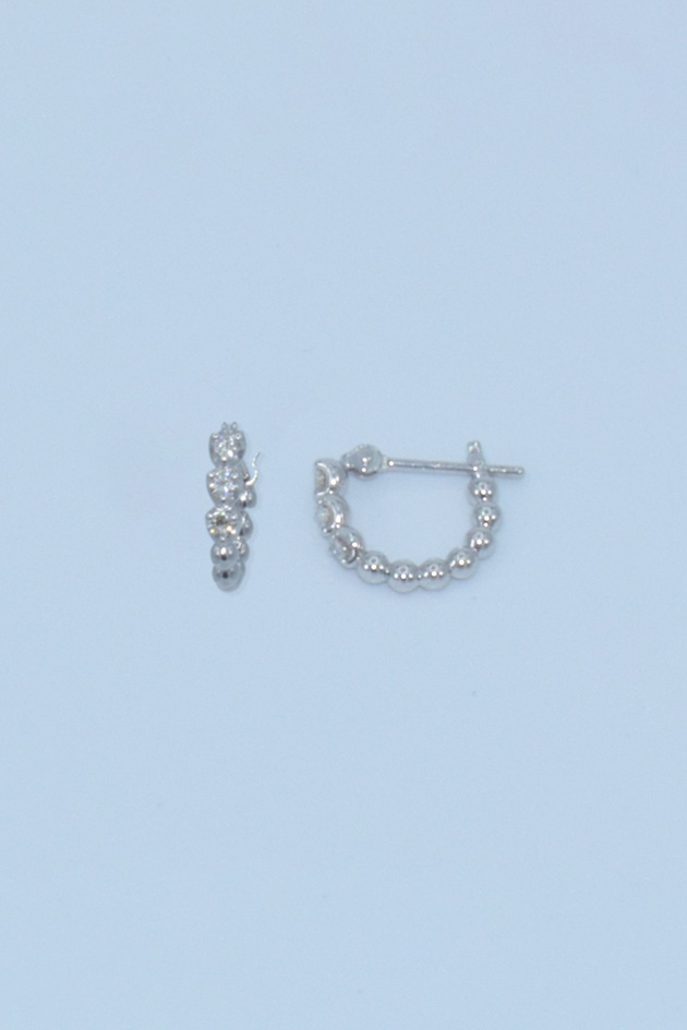 Three Dots Diamond Hoop pierce(Silver)
